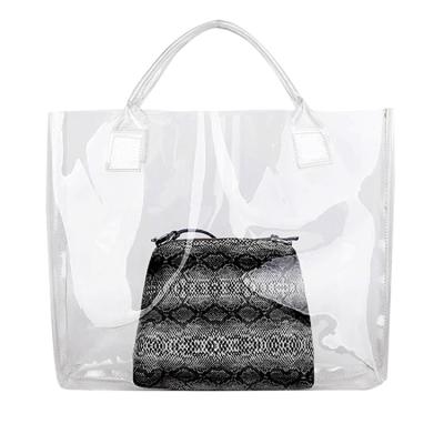 China Women Shopping Bag Hot Tender Custom Logo Printed Clear PVC Tote Bag for sale