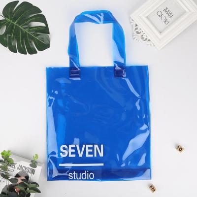 China 2021 Fashion Eco-friendly Large Clear PVC Tote Bag Beach Bag Plastic Shopping Bag With Own Logo for sale