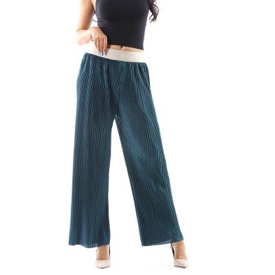 China 2021 Latest Spring Women Pants High Quality Lady Quick Dry Elastic Waist Casual Pleated Full Length Pants for sale