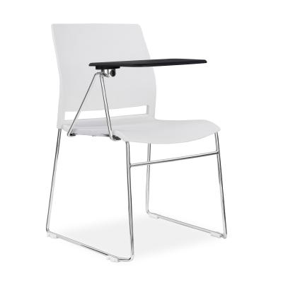 China Modern Meeting Room Furniture Schools Kids Study Chairs White Plastic Chairs Office Chair With Notepad for sale