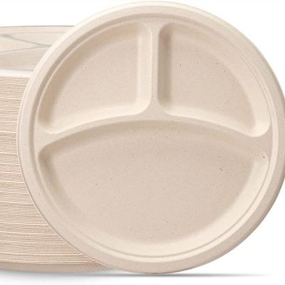 China 100% Eco-Friendly Compostable Heavy Duty Brown Environmentally Friendly Disposable Sugar Cane Dish for sale