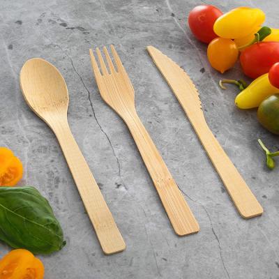 China Eco-friendly Compostable Biodegradable Biodegradable Disposable Cutlery Sets Tableware Spoon Fork Bamboo Knife To Wedding for sale