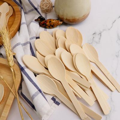 China BPA Eco-friendly Biodegradable Organic Free Bamboo Material Disposable Ice Cream Fork Spoon For Dessert for sale