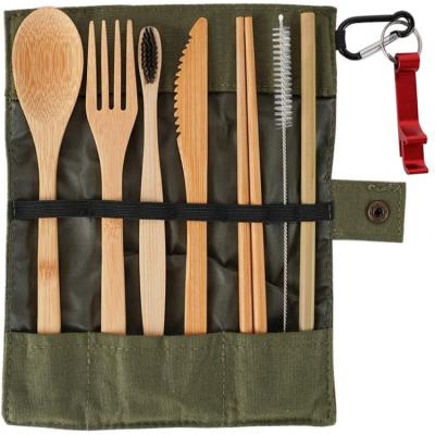 China Sustainable Eco-Friendly Bamboo Flatware For Kids And Adults Portable Utensils Cutlery Fork Knife Reusable Spoon for sale