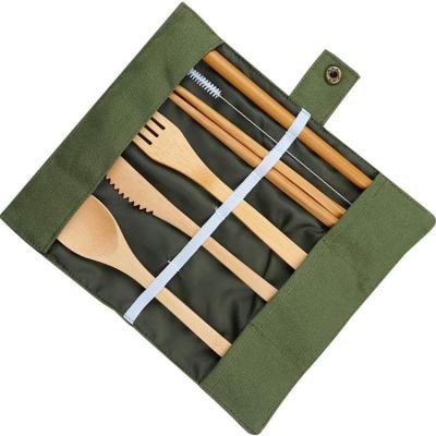 China Travel Cutlery Set Spoon Fork Knife Chopsticks Viable Reusable Bamboo Drinking Straw Bottle Opener for sale