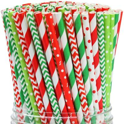 China New Design Eco-friendly Disposable Compostable Paper Drinking Straws For Christmas Decoration for sale