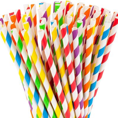 China Biodegradable Paper Straws Multi Colored Striped BPA Free Disposable Straw Eco - Friendly For Tea Coffee for sale