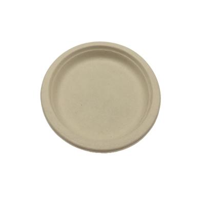 China Eco-friendly disposable compostable biodegradable natural unbleached plant fiber dish for picnic BBQ for sale