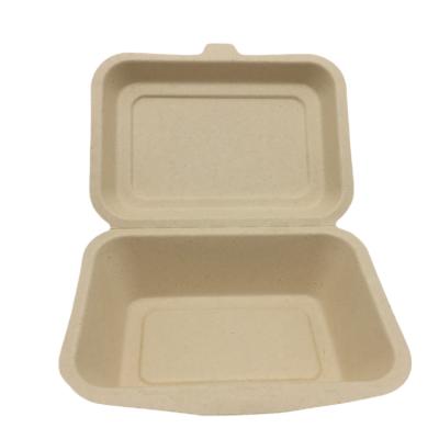 China Eco - Friendly Biodegradable Compostable Plant Fiber Clamshell BPA Free Takeout Food Container For Lunch for sale