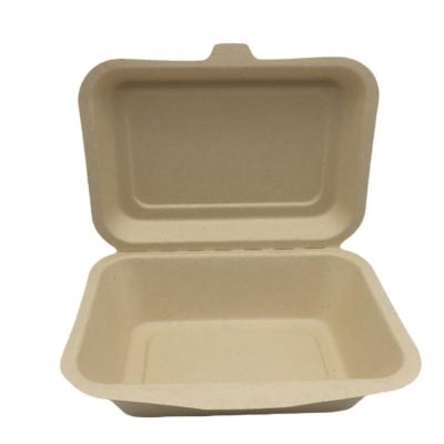 China Eco-friendly Compostable Biodegradable Clamshell Plant Fiber Take Away Food Container for sale