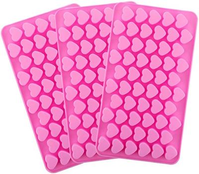 China Heart Shape Silicone Stocked Chocolate Molds 55-Cavity Candy Molds Gummy Ice Cube Baking Accessory For Party Cake Decoration for sale