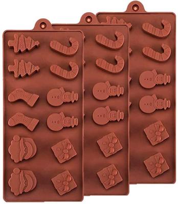 China Christmas Silicone Stocked Chocolate Molds 12-Cavity Cake Cookie Molds DIY Chocolate Cake Candy Baking Molds for Christmas Party Cake for sale