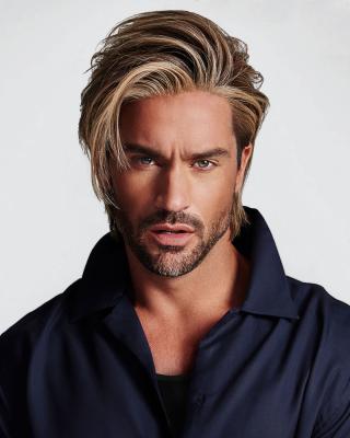 China Mens Wigs Amazon Supplier Men Wigs Short Brown Layered Daily Straight Casual Wear Wigs For Men Natural Looking Synthetic Hair Cosplay Wigs for sale