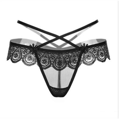 China Women's Breathable G-String Lace Up G - String Panties Women Open Sexy Ladies Underwear Transparent Panties for sale