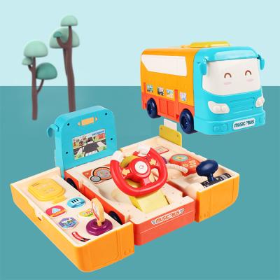 China New Design Baby Toys With DIY Aoshu Customize Educational 2 In 1 Deformat DIY City School Bus Musical Electric Toy For Baby for sale