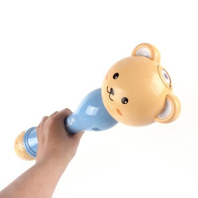 China Eco-friendly New outdoor plastic automatic bear light up stick wand toy bubble machine with music for sale