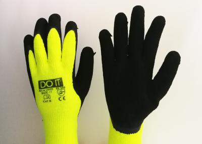 China De fluorescente Gele Latexpalm Met een laag bedekte Handschoenen, Rubber Met een laag bedekte Handschoenen breien Polstype Te koop