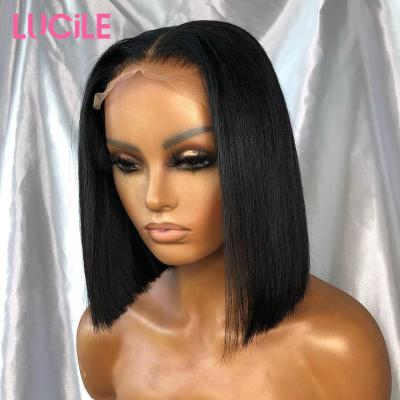 China Cheap Short Wigs Raw Peruvian Bob Wig,Brazilian Human Hair Bob Wigs Lace Front,Glueless Bob Wigs With 4*4 13*4 8-14 Inch Body Wave Bangs for sale