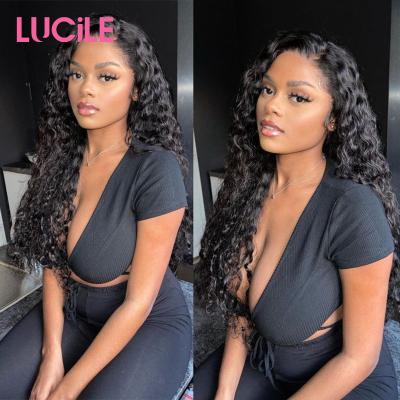 China Body Wave Deep Wave Transparent Lace Frontal Wigs For Women Deep Curly Lace Front Human Hair Wigs for sale