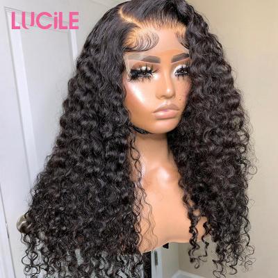 China Transparent Deep Wave 13x6 Human Hair Wigs 180% Brazilian Remy Human Hair Cuticle Aligned 100% 32 40 Inch Loose Water Curly 13x4 Lace Headband Wig For Women for sale