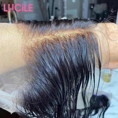 China Medium Brazilian Straight Transparent Human Hair Lace Closure Lace Piece Part Hair Only 22 Inch Closure Headband for sale