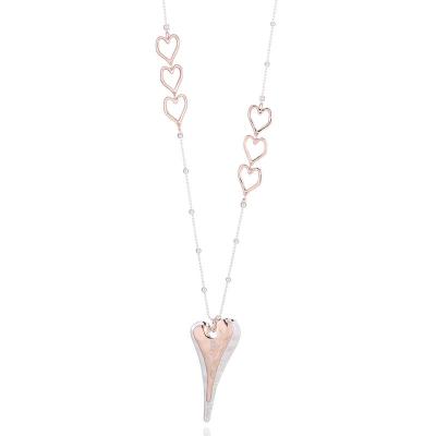 China Fashion Classic Jewelry Long Rope Rose Gold Silver Chain Heart Shape Pendant Necklaces For Women for sale