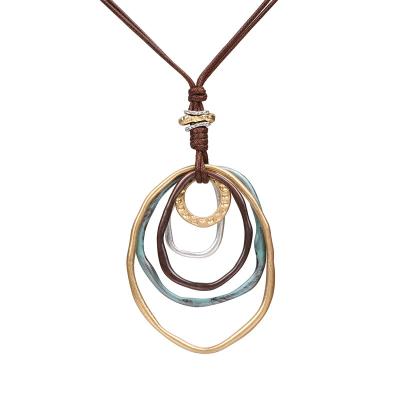 China Classic Gold Plated Different Series Metal Mixed Color Long Size 8.9cm Pendant Necklaces For Women for sale