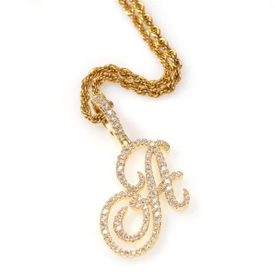 China CLASSIC Hot Selling Classic Design Font Initial A-Z Necklace Micro Pave CZ Cursive Letter Pendant Necklace for sale