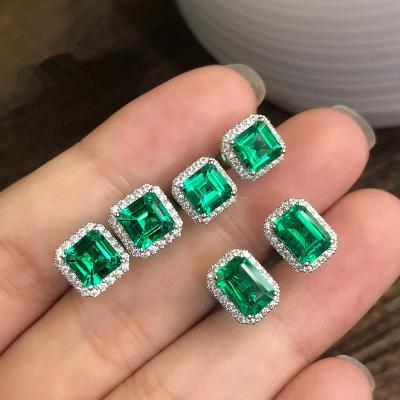 China Wholesale Classic Women's Luxury Green Cubic Zirconia Factory Factory Stud Earrings Silver Jewelry for sale