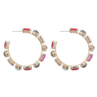 China Wholesale Fashion CLASSIC Wholesale Copper Diamonds Crystal Women Big Gold Hoop Earrings for sale