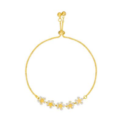 China CLASSIC Women Party Jewelry Diamond Bracelet Shining 14K Gold Plated Cubic Zircon Flower Charm Bracelet for sale