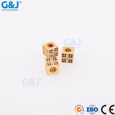 China Jewelry Guojie Brand Sparkly Square Beads ZC Micro Pave Charm Beads Big Hole Big Hole For Jewelry Making for sale