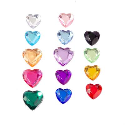 China Heart Cut Rhinestone Flatback Acrylic Faceted Stone Flat Back for sale