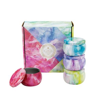 China Wholesale Exaggerated and New Luxury Romantic Metal Tin Aromatherapy Candles Scented Travel Portable Soy Wax Gift Set Wedding for sale