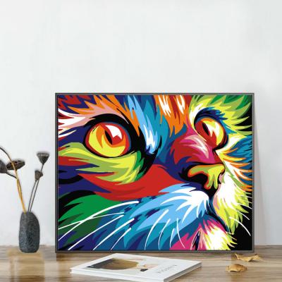 China New Modern Classical/Postmodern Color Painting By Numbers Diy Cat Decorative No Frame Digital Hand Painted Animal Oil Painting for sale