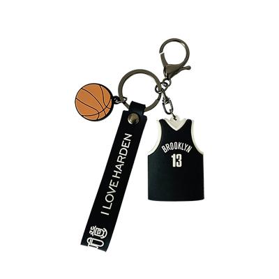 China Popular Hot Selling Boy Key Pendant Backpack Fashion Cartoon Ring Bracelet Rubber Silicon Wristlet Key Chain for sale