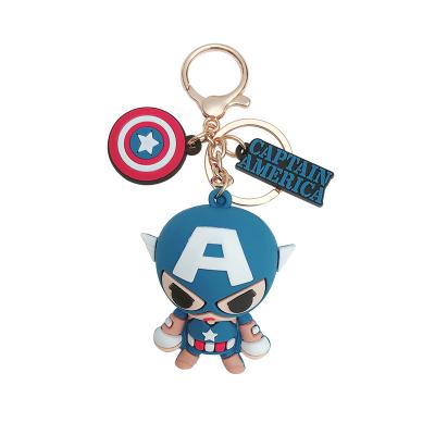 China Promotion Customized Souvenir Gifts New Cartoon Creative Women Bag Ironman Thor Anime Figures Car Superhero Silicone Keychain Dangle Rubber Key Chain for sale