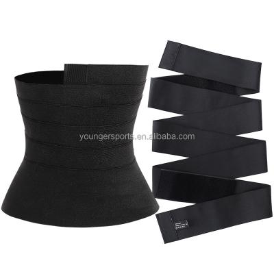 China Support Custom Logo Private Label Waist Trainer Belt Stomach Belly Wrap Workout Slimming Tummy Wrap Latex Waist Trainer for sale