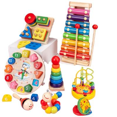 China Baby Toys Wooden Rainbow Eco-friendly Material Building Block Music Model Learning Educational Toys for sale