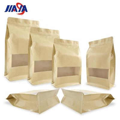 China Strong Sealing Edge And Durable Zipper Customized Seal Kraft Paper Eight Side Zipper With Window Coffee / Food Packaging Bag for sale