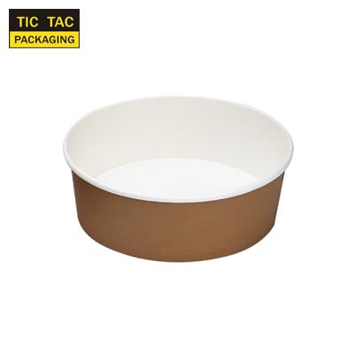 China Disposable 38oz Brown Round Paper Bowl With Plastic Lids for sale