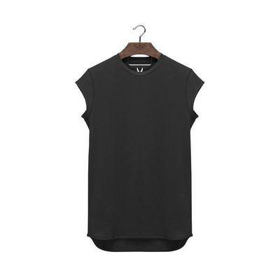 China Anti-Wrinkle Brand Clothing Fitness T-shirt Men Shape Extend Long T-shirt Summer Gyms Short Sleeve T-shirt Cotton Bodybuilding Tops for sale