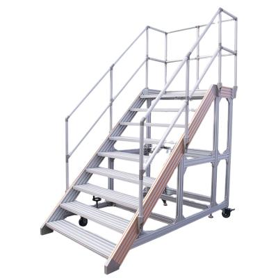 China Industrial aluminum platform with stair ladders with railings for sale