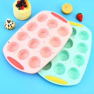 China Non Viable Stick 12 Lattice Cake Baking Tray Silicone Cake Pan Mousse Cake Toast Mold for sale