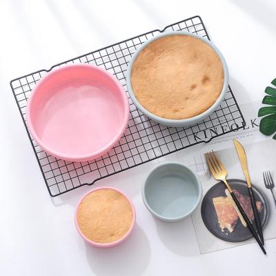 China Disposable DIY Chocolate Pastry Pan Bakeware Cake Tools Round Shape Molds Pink Silicone Baking Mousse Cake Mold for sale