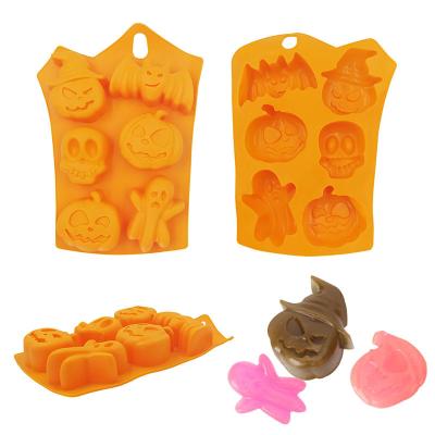 China Factory Halloween Silicone Baking Disposable Cake Molds Pumpkin Bat Ghost Shape Chocolate Silicone Mold for sale