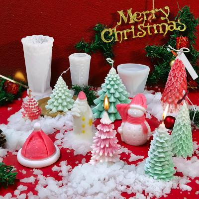 China Sustainable Christmas Silicone Candle Mold Christmas Tree Soft Candle Molds Easy To Release for sale