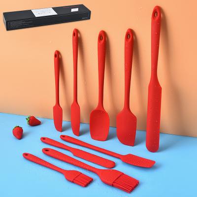 China Viable Silicone Kitchen Tableware 9 Sets Kitchen Tableware Cake Scraper Spatula Baking Set for sale