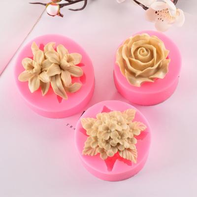 China Viable Flower Fondant Silicone Mold Lily Lilac Rose Silicone Mold Candle Mold For Home Fragrance for sale