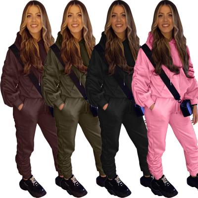 China New Design Autumn Winter Breathable Women Solid Sweatpants And Hoodie Sets Tracksuits Two Piece Set With Pockets for sale